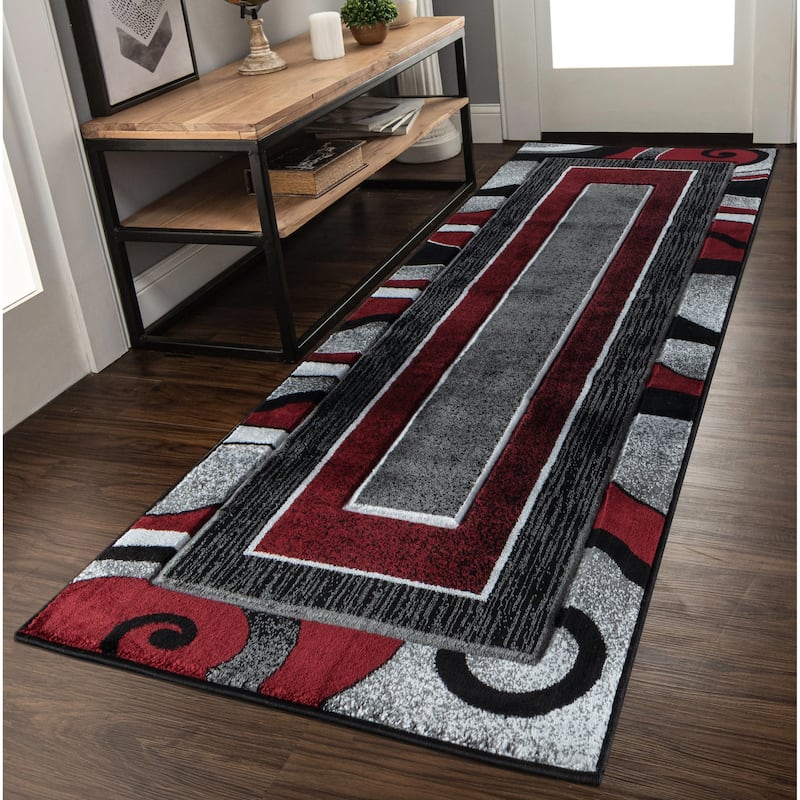 Glamour Collection Geometric Polypropylene Area Rug