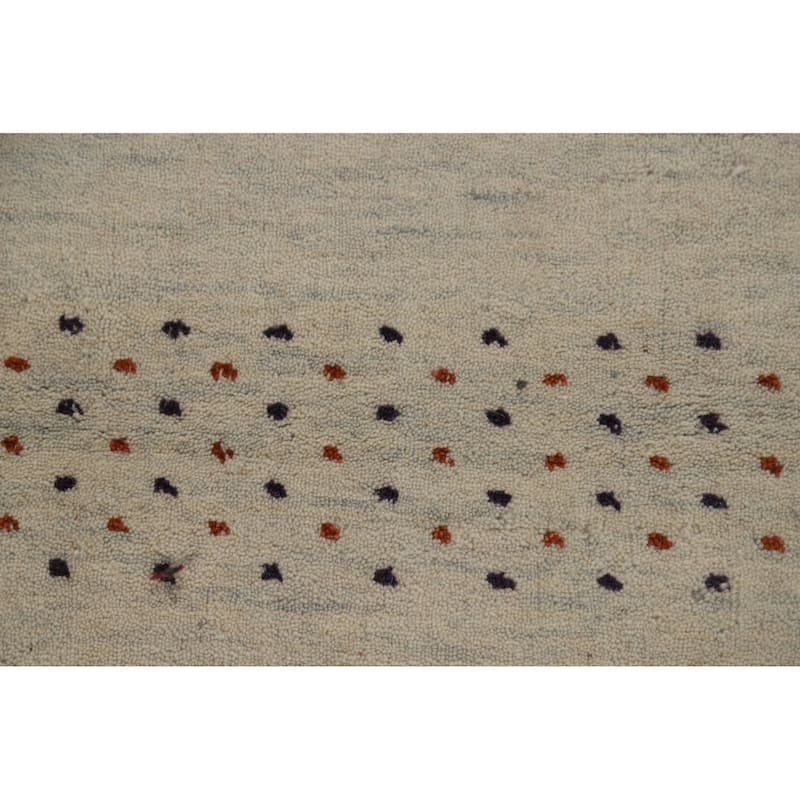 Little Animals Design Gabbeh Runner Rug Handmade Beige Wool Carpet - 2'6" x 11'3"