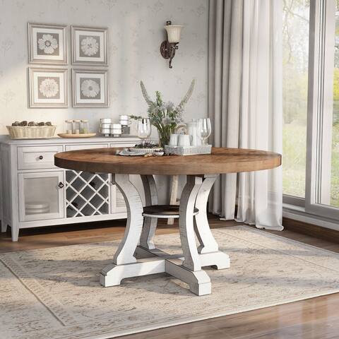 Furniture of America Sylmer Farmhouse 54-inch Round Dining Table
