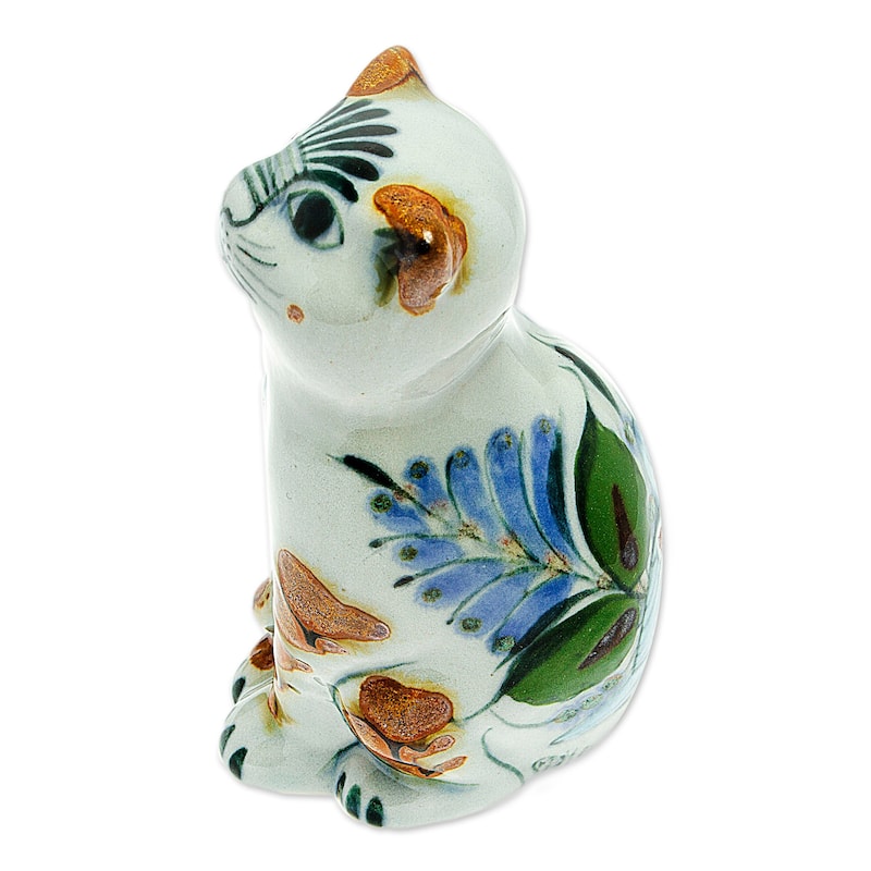 Novica Handmade Traditional Cat Ceramic Figurine