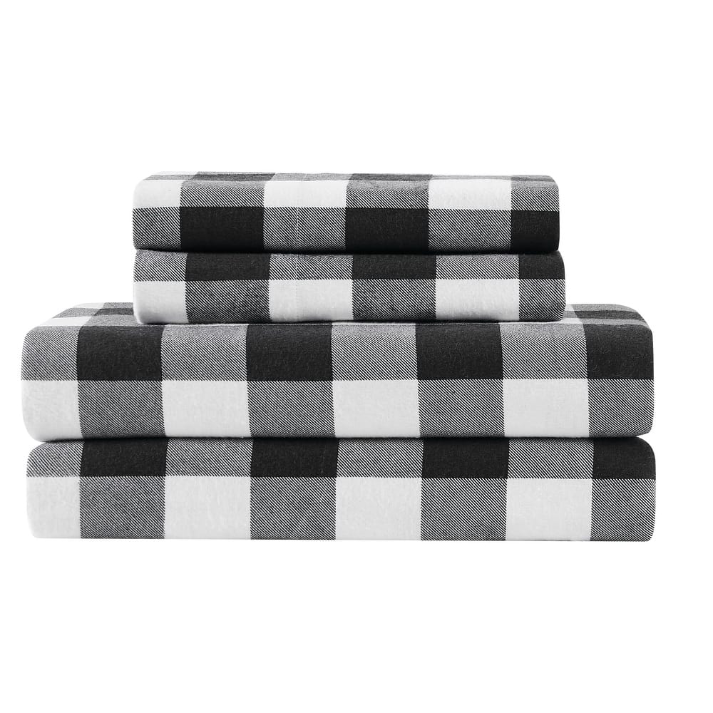 Truly Soft Printed and Solid Cotton Flannel 4 Piece Sheet Set