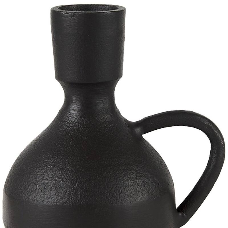 HomeRoots 7" Black Ceramic Round Jug Vase - 4"W x 5"D x 7"H