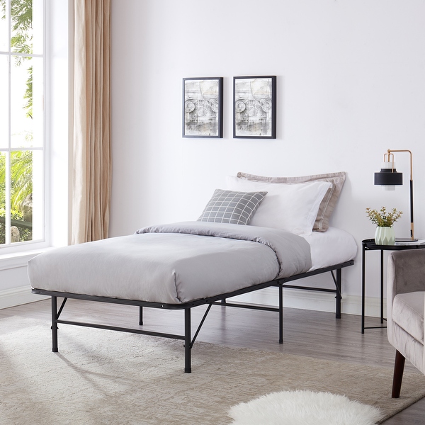 Foldable Metal Platform Bed Frame Mattress Foundation with Box