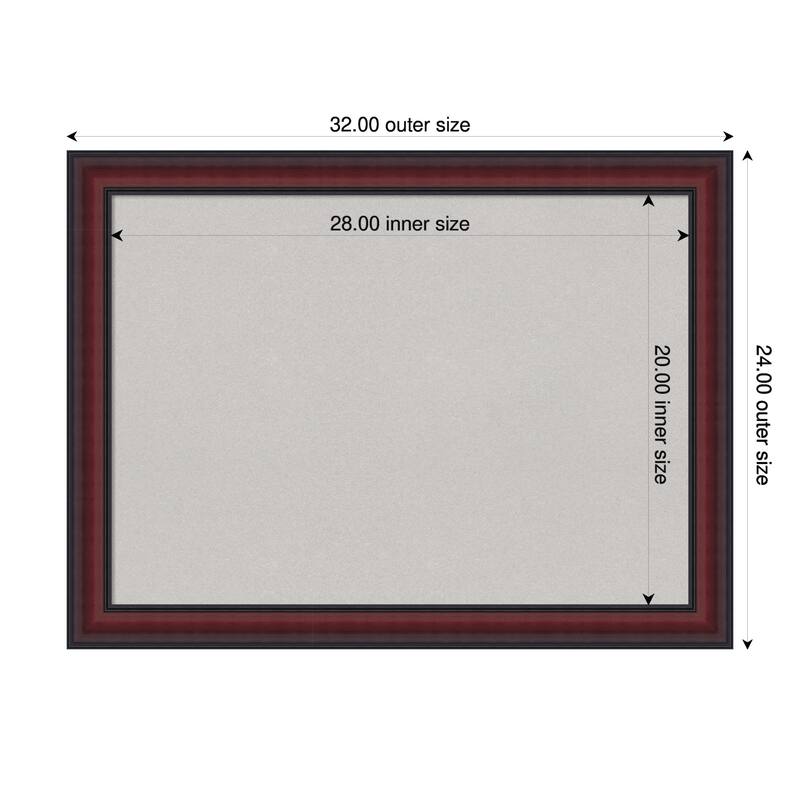 Dalat Cherry Framed Cork Board - Bulletin Board, Organization Board, Pin Board - Grey - 32 x 24 in