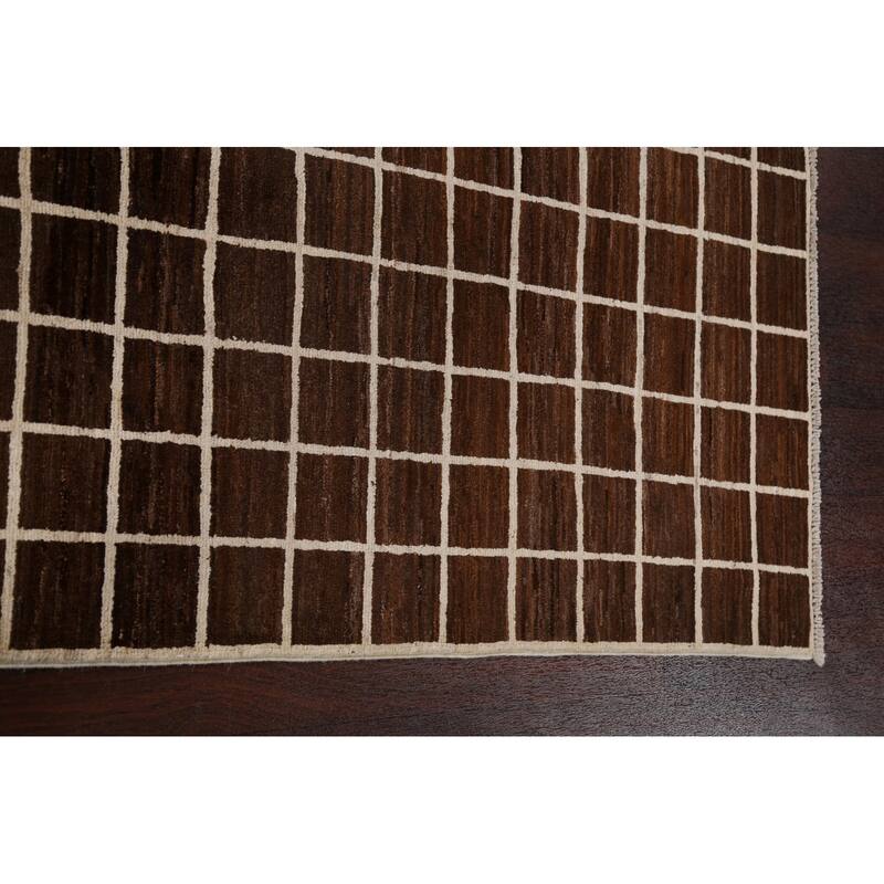 Checkered Gabbeh Kashkoli Modern Oriental Wool Area Rug Hand-knotted - 4'9" x 6'7"