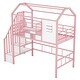 preview thumbnail 7 of 14, Stylish Metal Loft Bed with Roof Design and A Storage Box, Twin, Pink