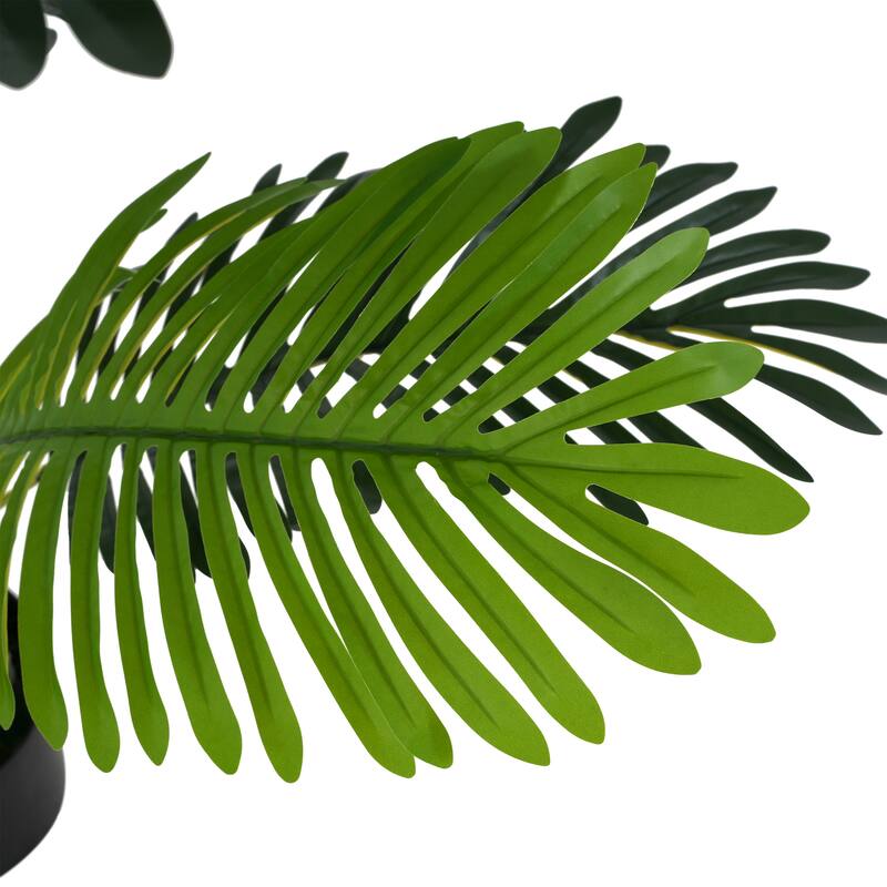 Roomfitters 78.5'' Artificial Palm Tree Set of 2, Tall Faux Indoor Plants with Black Plastic Pots for Home Decor, Green