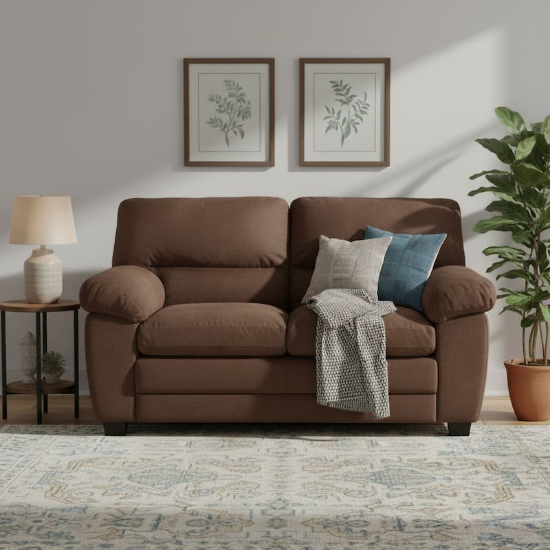 Andres Contemporary Upholstered Living Room Loveseat - Brown
