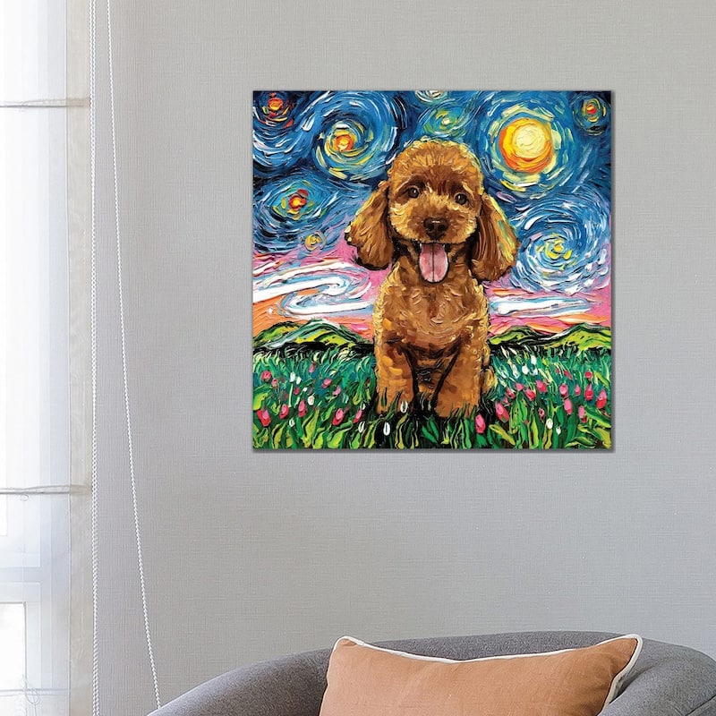 iCanvas "Apricot Poodle Night" by Aja Trier Canvas Print - 26x26x1.5