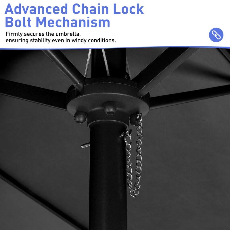 Ainfox 10ft Solar Patio Umbrella 40 LED Lighted and Umbrella Base, Strip Lights Outdoor Market Table Umbrella