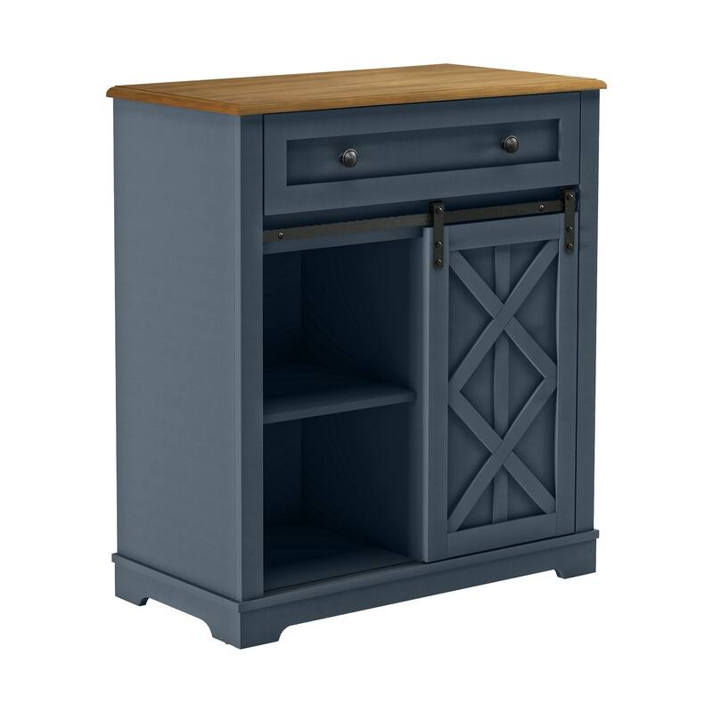 Rustic Chic Wine Cabinet with Glass Holder & Wine Rack - 32" in Width