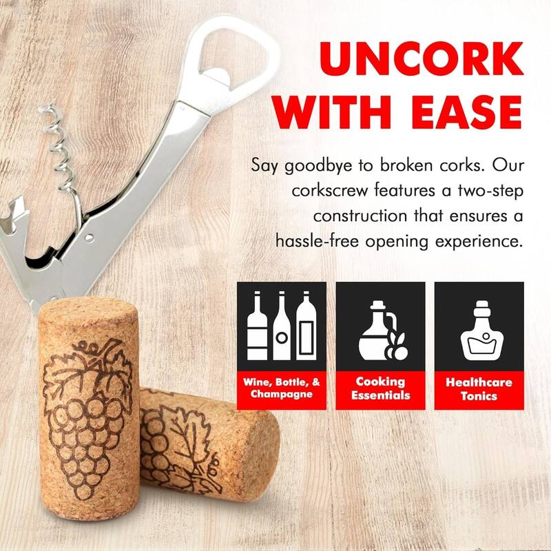 Chef Craft Combination Compact Corkscrew and Bottle Opener - Great for Travel and Camping
