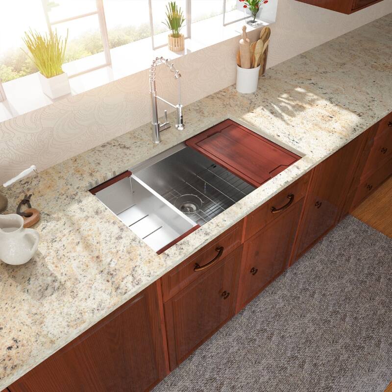 Lordear 30/32/33 Inch Stainless Steel Ledge Workstation Undermount Kitchen Sink