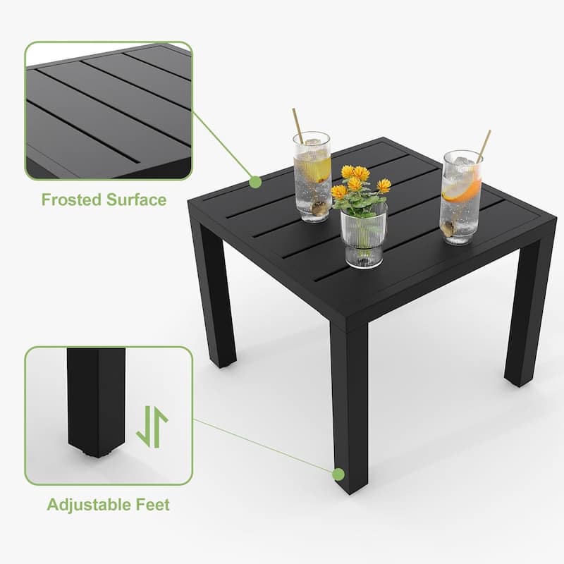 3-Piece Outdoor Bistro Set,Patio Furniture Set with 2 Decorative Iron Chairs and Square Coffee Table