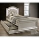 preview thumbnail 6 of 12, Ving Glam Wood LED Light Youth Panel Bed with Trundle by Furniture of America Pearl White - Full