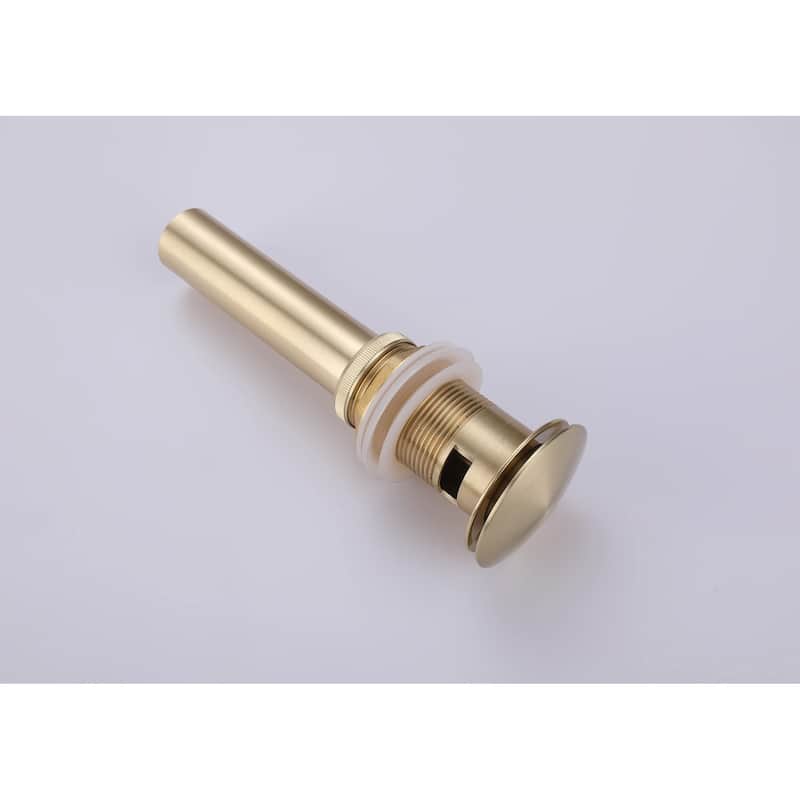 Brushed Gold Waterfall 3 Color LED Single Handle Bathroom Sink Faucet, Pop Up Brass Overflow Drain