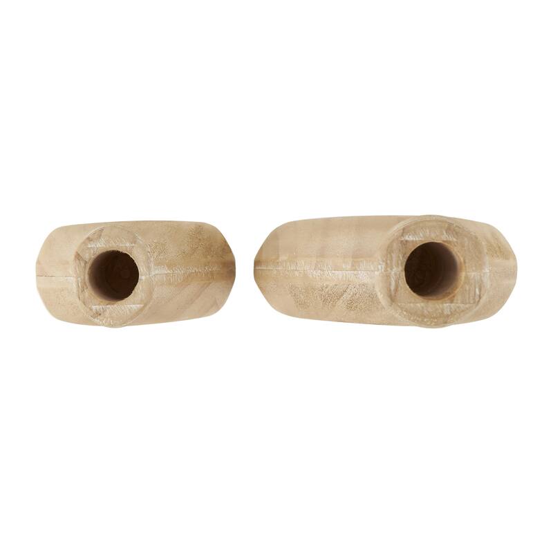 Wood Teardrop Decorative Vase with Cutout Center - Set of 2 Brown - Roche River Decor