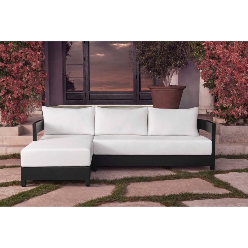 Abbyson Outdoor Santorini Modern Aluminum Sectional with Sunbrella Cushion