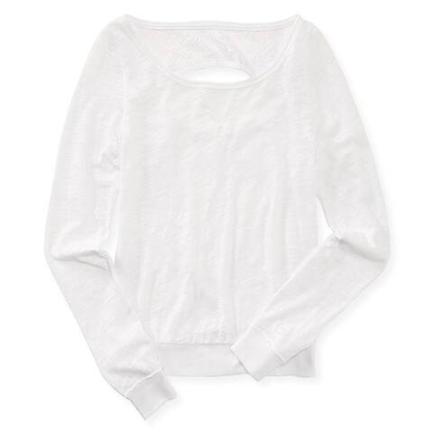 Aeropostale Womens Ls Crochet Back Basic T-Shirt