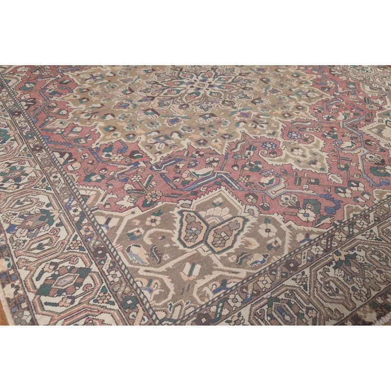 Geometric Bakhtiari Persian Vintage Area Rug Hand-Knotted Wool Carpet - 10'2"x 12'8"