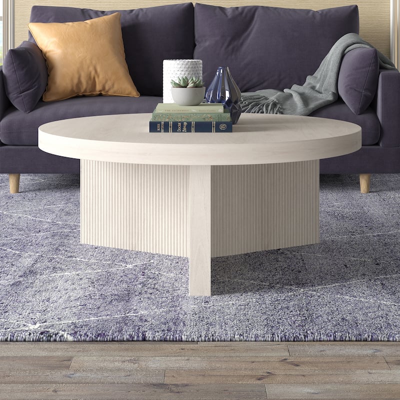 Holm 36" Wide Round Coffee Table - Alder White