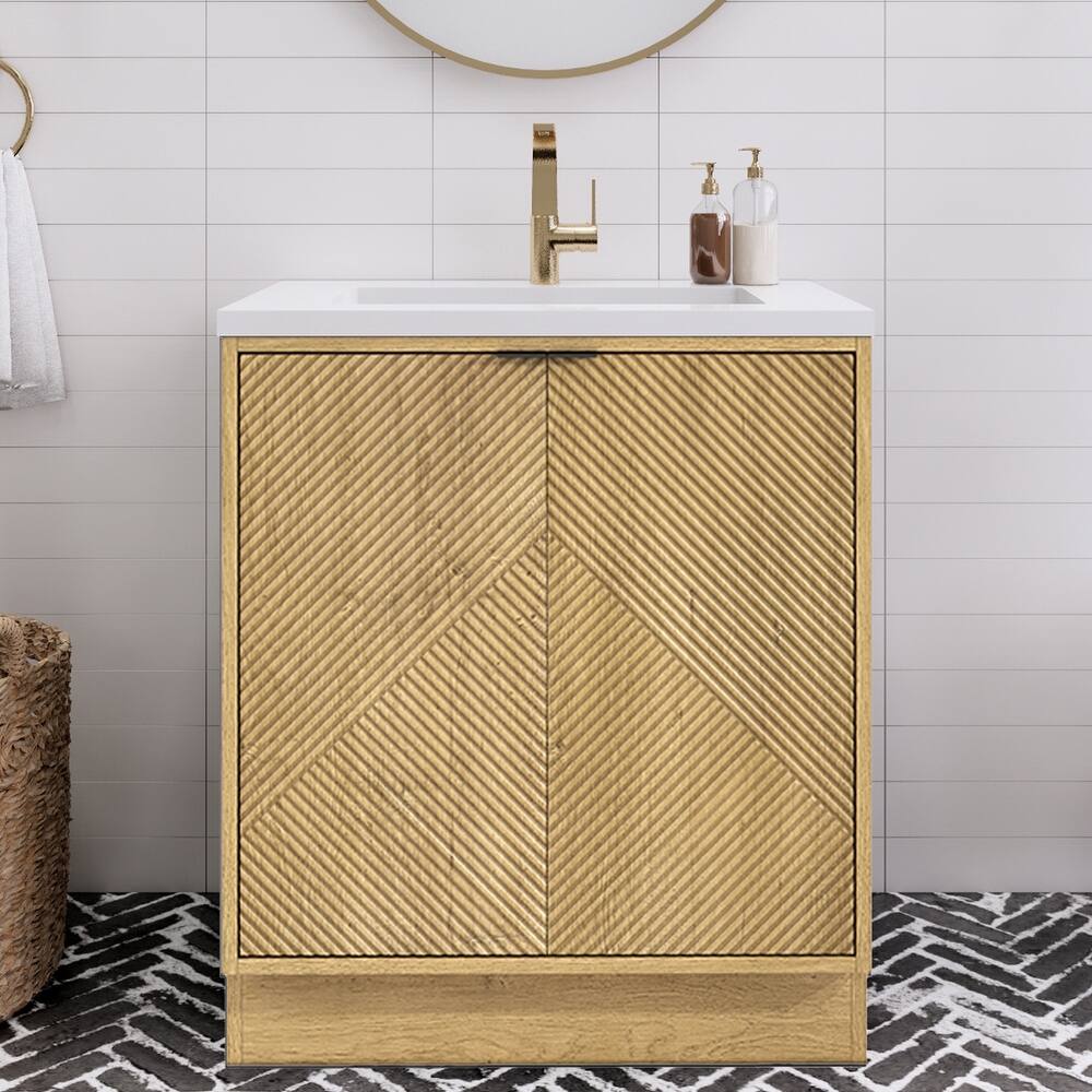 Milano 30" Freestanding Bathroom Vanity with White Acrylic Sink