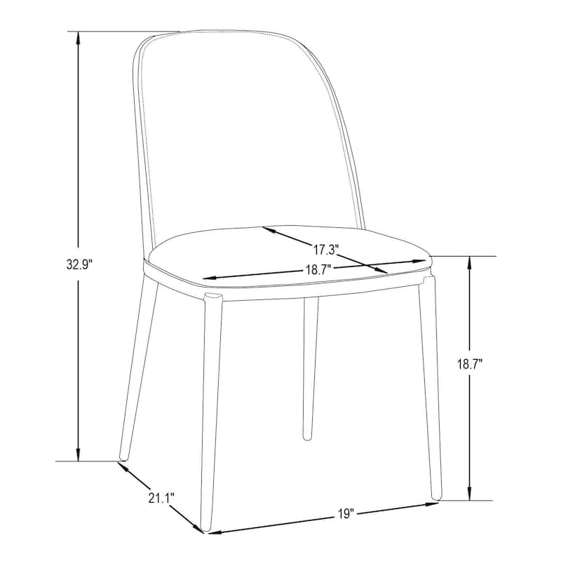 LeisureMod Tule Dining Chair with Upholstered Seat and White Steel Frame, Set of 2