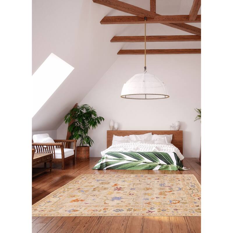 ECARPETGALLERY Hand-knotted Modern Oushak Light Khaki Wool Rug - 7'10 x 10'0