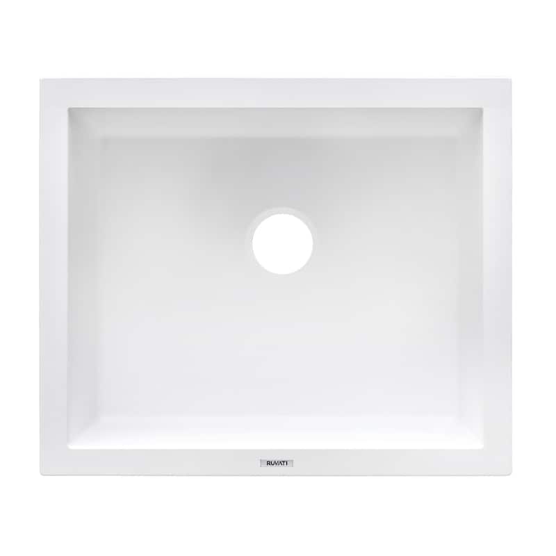 Ruvati 21 x 18 inch Granite Composite Quartz Undermount Single Bowl Kitchen Sink - Arctic White - RVG2021WH