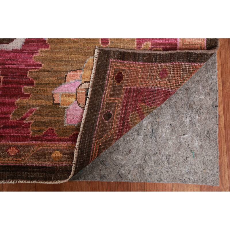 Hand Knotted Oriental 100% Wool Carpet Transitional All-Over Brown Oushak Area Rug - 11' 9'' X 9' 5''