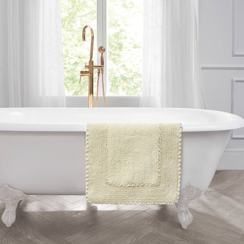 Laura Ashley Ruffle Border Pure Cotton Bath Rugs