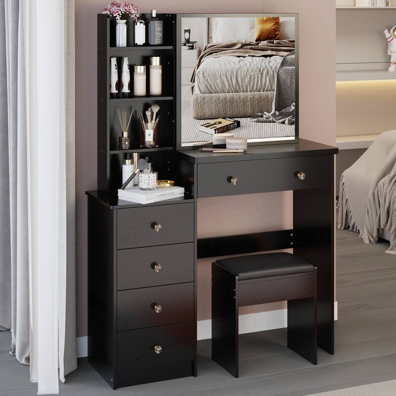 Versatile Middle Size Bedside Cabinet with Extra Large Sliding Mirror and High Capacity Storage