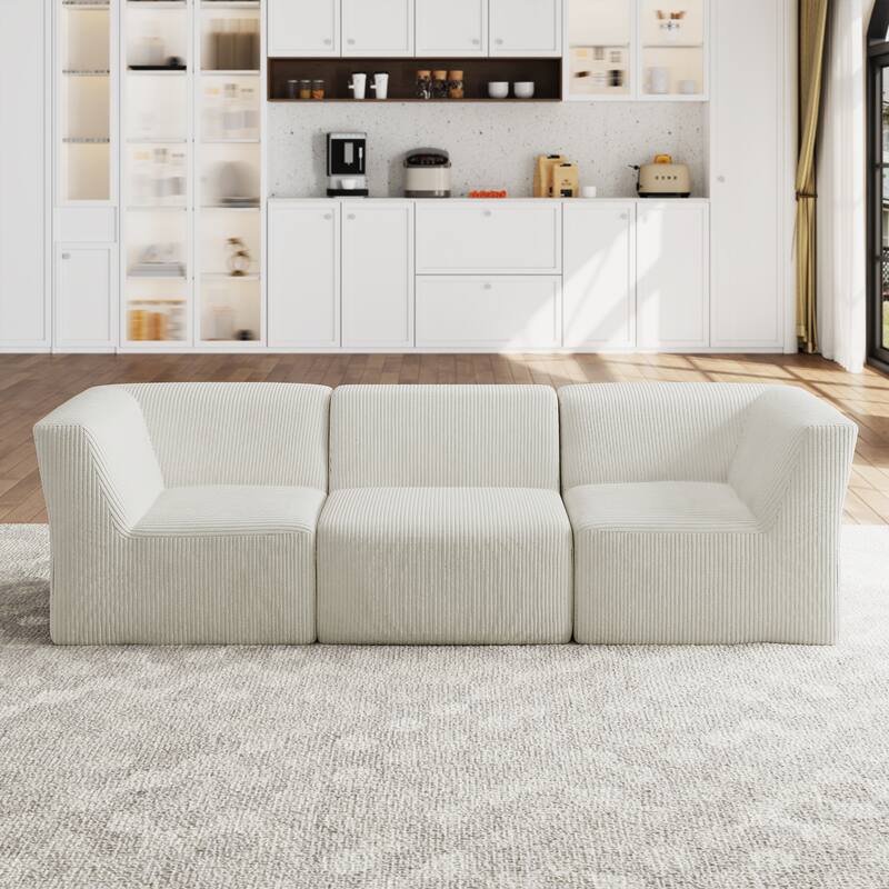 Modern Corduroy Fabric Loveseats Sofa Sectional Sofa