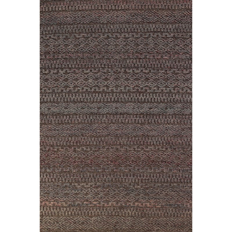 Brown Moroccan Indian Area Rug Handmade Wool Carpet - 5'1" x 8'1"