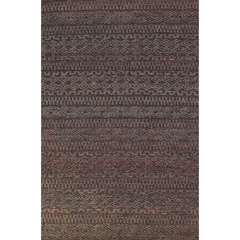 Brown Moroccan Indian Area Rug Handmade Wool Carpet - 5'1" x 8'1"