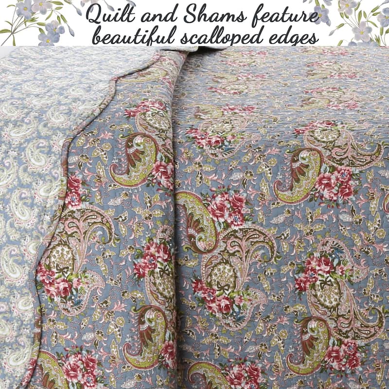 Copper Grove Anthurium Floral Paisley Cotton Quilt Bedding Set