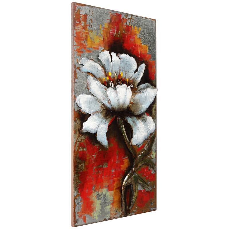 "Garden Rose" Mixed Media Iron Hand Painted 3D Wall Art Set