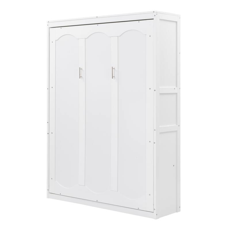 Full/Queen Murphy Bed Wall Bed with Built-In Storage Shelves for Guest Rooms