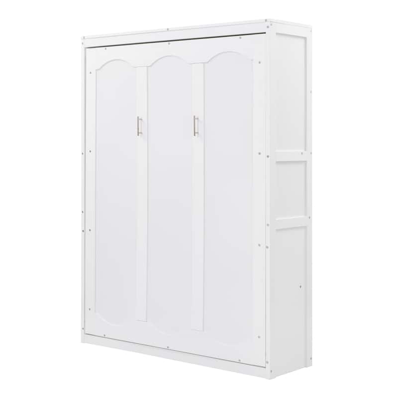 Murphy Bed Wall Bed with Built-in Shelves, Full/Queen Size, Foldable Cabinet for Small Spaces, Home Offices, and Apartments
