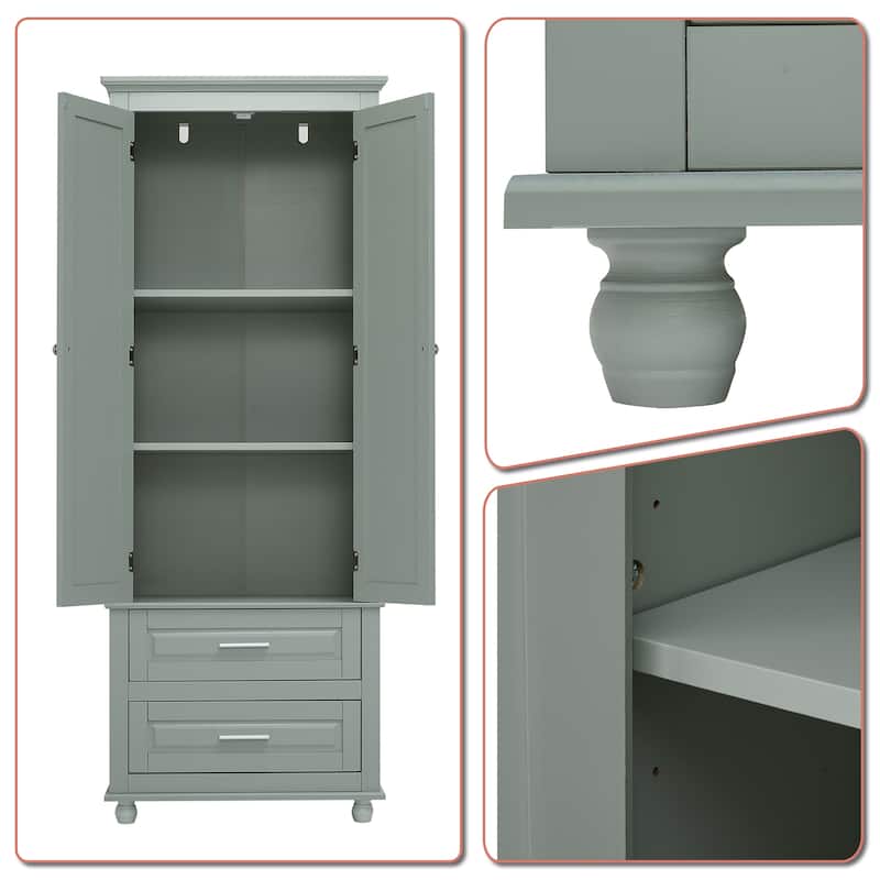 Modern Minimalist Wooden Tall Bathroom Storage Cabinet with Anti-Tipping Device