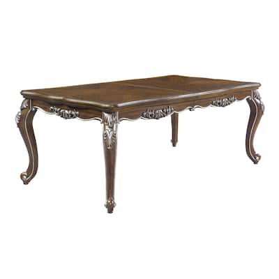 Rectangular Wood Dining Table with One Extension Leaf in Antique Oak