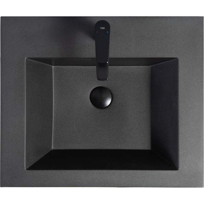 36" Wall-Mounted Floating Vanity with Premium Quartz Sand Basin, Grey Modern Storage Cabinet