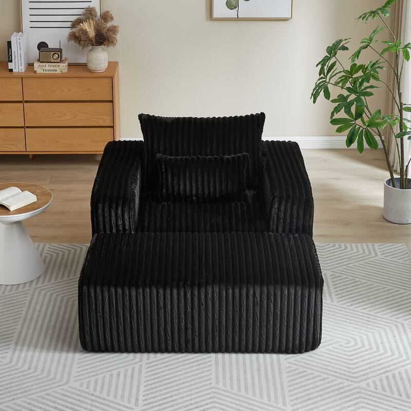 Modern 62.5" Corduroy Sponge Sofa with Removable Footrest, No Assembly Required, Cozy Sleeper Chair for Indoor Spaces