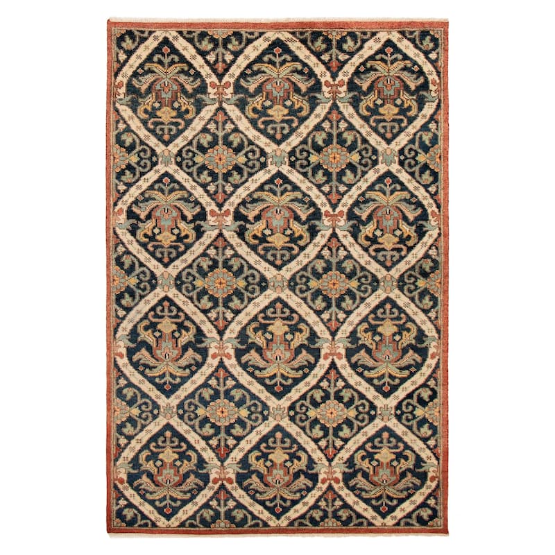 ECARPETGALLERY Hand-knotted Jules Serapi Dark Navy Wool Rug - 6'6 x 9'9 - Dark Navy - 6'6 x 9'9