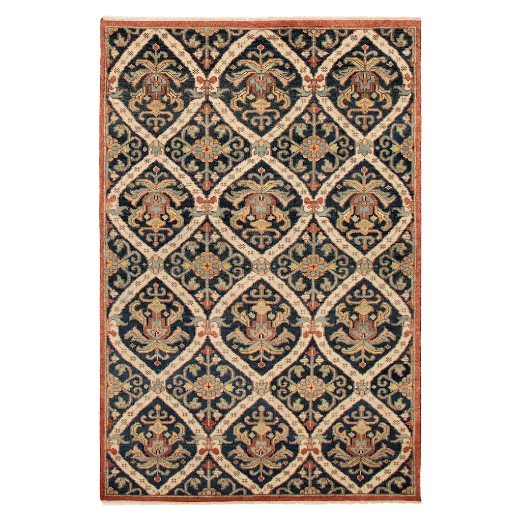ECARPETGALLERY Hand-knotted Jules Serapi Dark Navy Wool Rug - 6'6 x 9'9