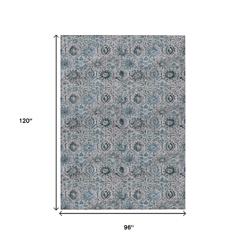 HomeRoots Floral Transitional Rectangle Outdoor Rug
