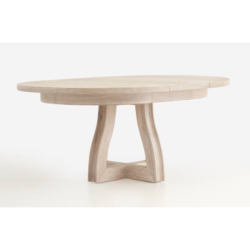 Magnussen Home Herringbone Ridge White 54" Extendable Round Dining Table - 54''W x 54''D x 30''H