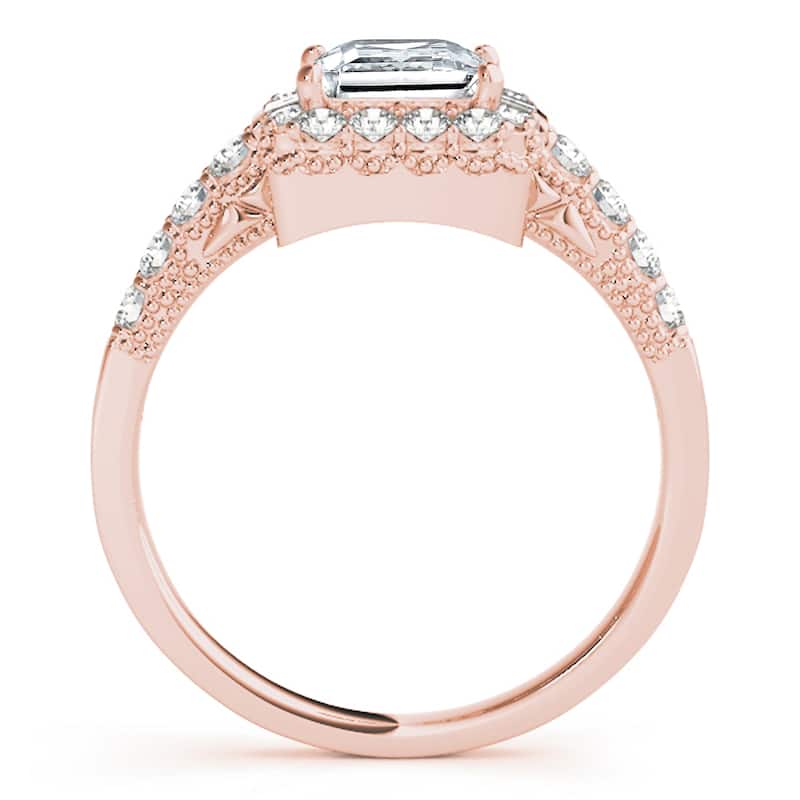 Auriya 14k Rose Gold Lab Grown Princess Diamond Halo Engagement Ring 0.50 to 5.00 ct. tw. (F-G VS)