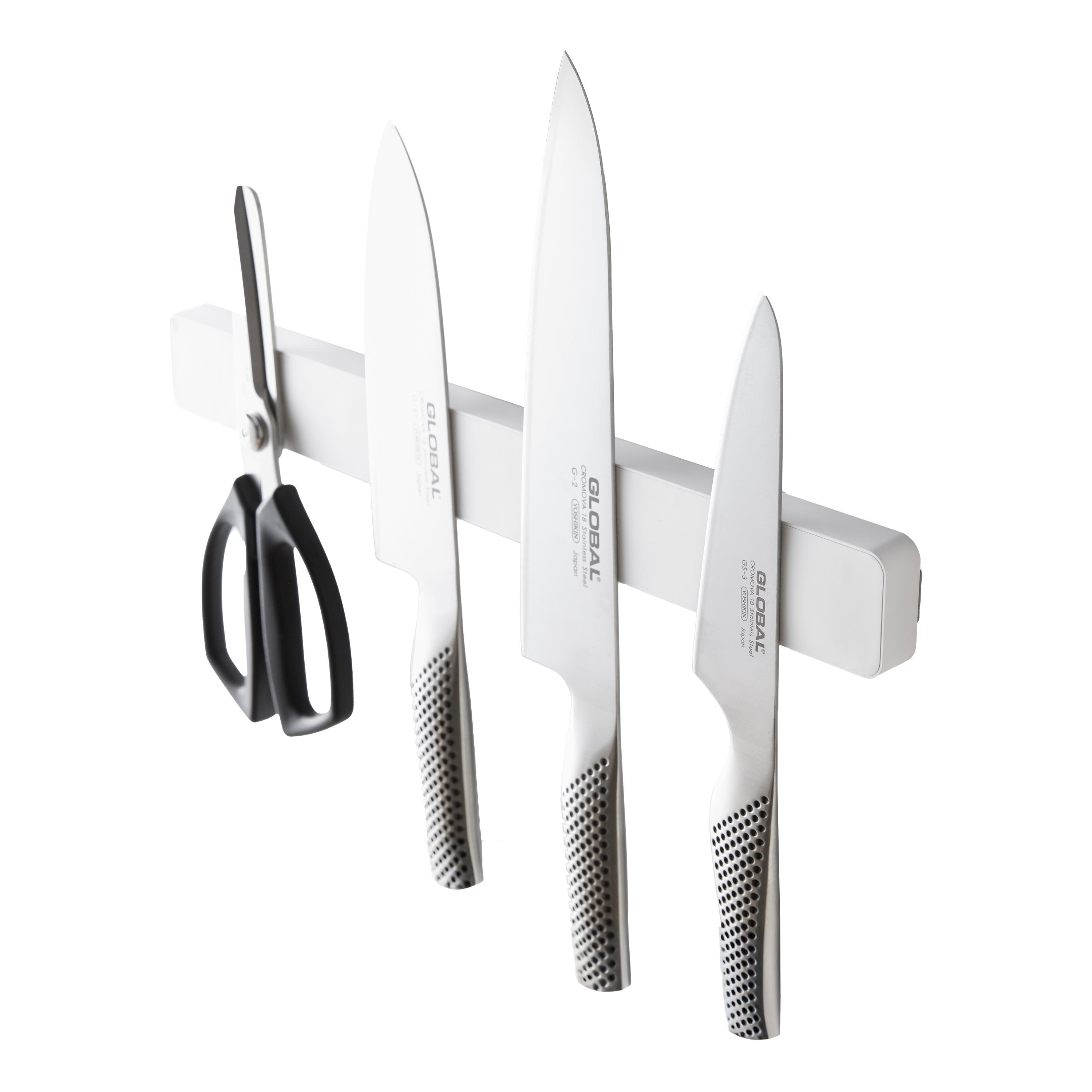 Yamazaki Home Magnetic Knife Rack, ABS Plastic, 6 knives (10.6 oz each), Holds 4.4 lbs - L 0.67 x W 13.78 x H 1.57 inches