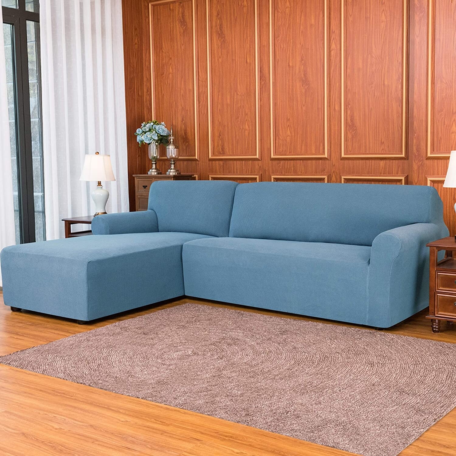 L Shape Must Buy 2 Pieces Details about   Corner Sofa Covers for Room Cover Stretch Slipcover 